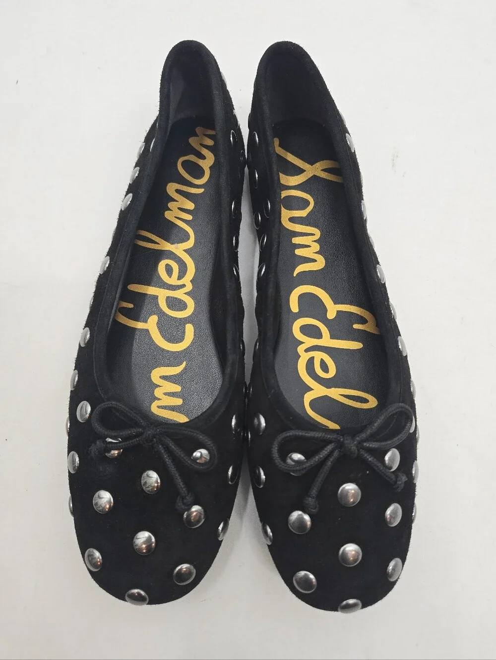 Sam Edelman Black Studded Ballet Flats with Bow