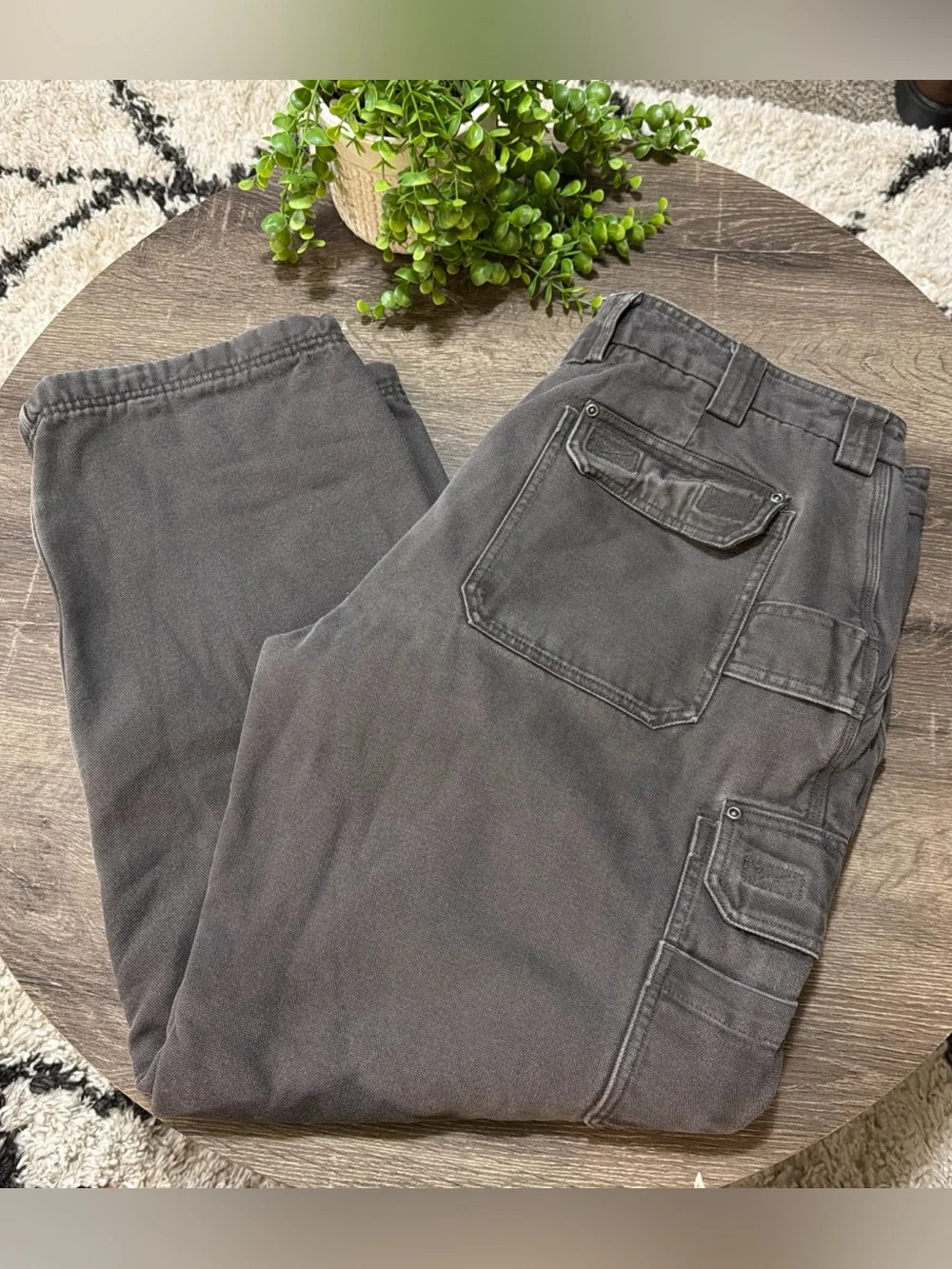 Duluth Trading Co Cargo  Mens 40x32 Dark Gray Fleece Lined Workwear Pants