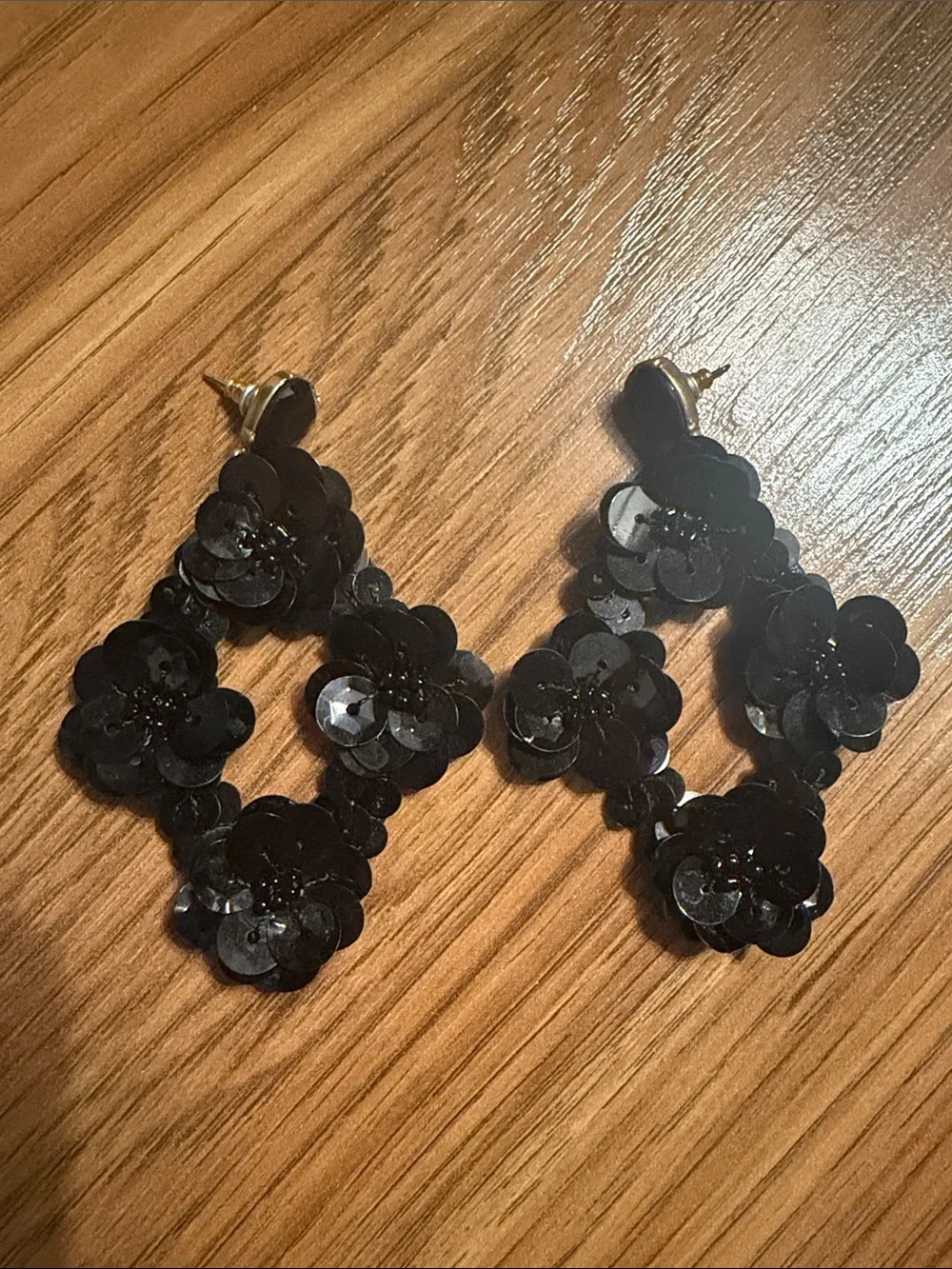 J crew Black Floral Sequin Drop Earrings - Women Jewelry