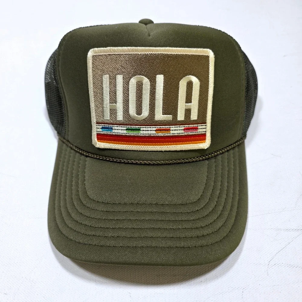 Port Sandz Trucker Hat Olive Green Hola Patch Mesh Snapback Retro Style Surfer