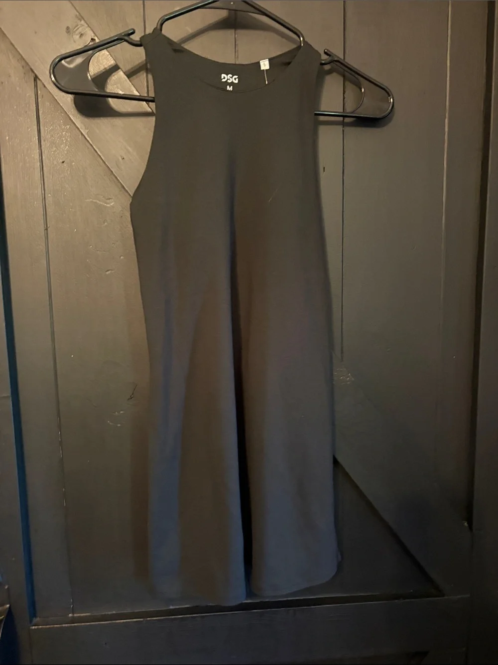 DSG Black High-Neck Sleeveless A-Line Dress