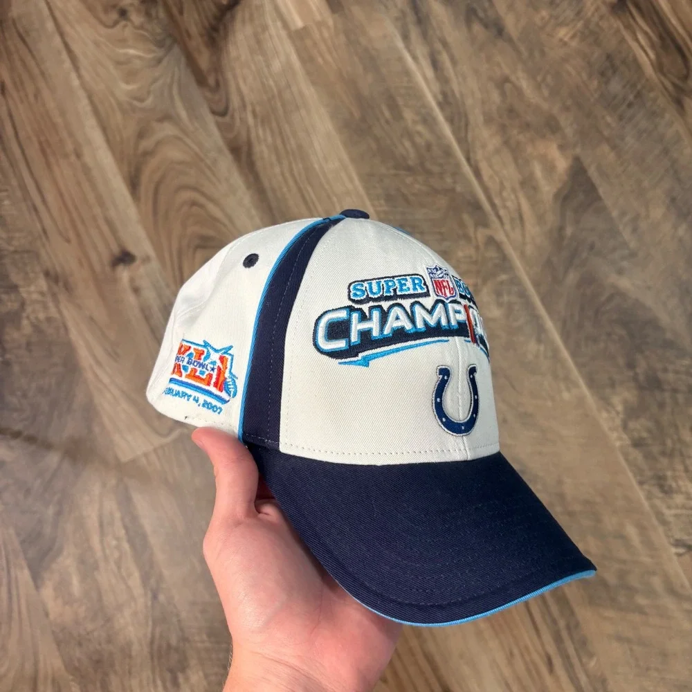 Vintage Y2K Reebok Hat Men OSFM White Indianapolis Colts Super Bowl XLI Champion