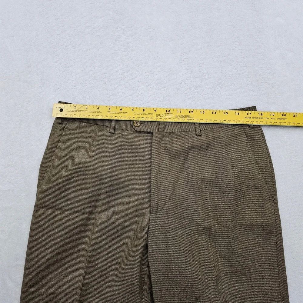 Luciano Barbera Dress Pants Mens 52 34x29 Brown Wool Italy Flat Front READ