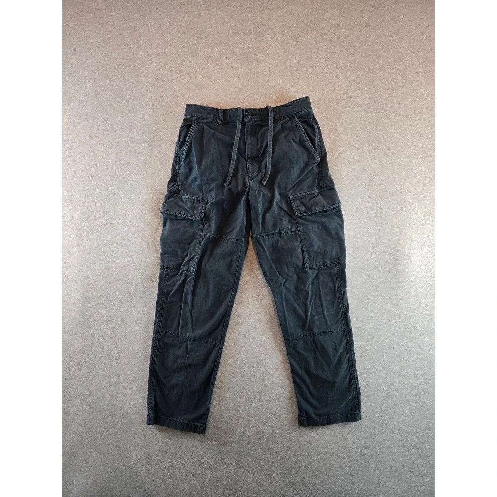 Uniqlo Cargo Pants Mens Small Black Regular Fit Stretch Utility Drawstring