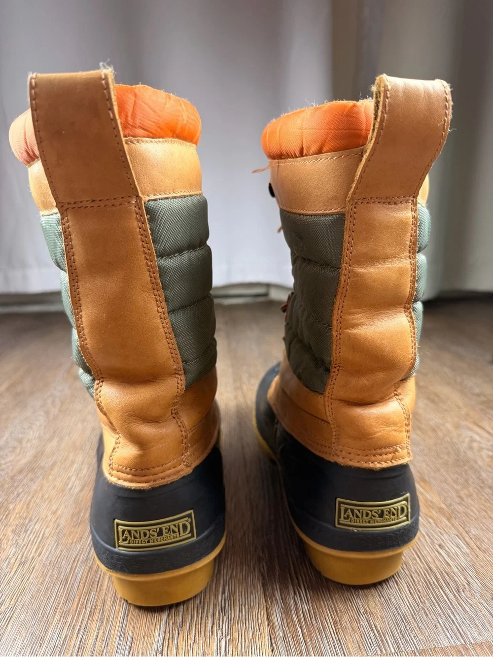 Lands' End Vintage Duck Boots Color-Block Lace-Up Insulated | Women 9.5 Men 8