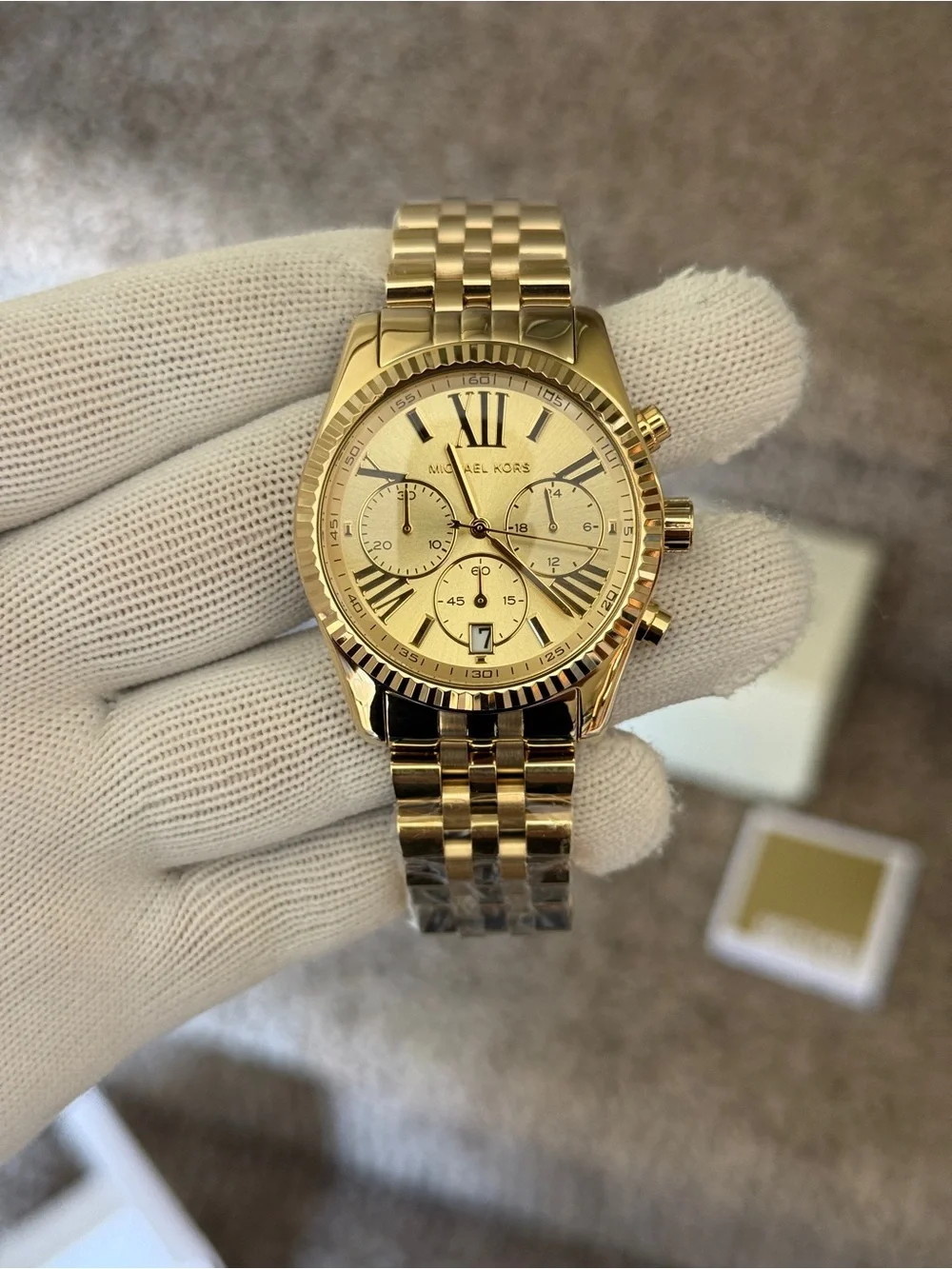Michael Kors Gold Stainless Steel Chronograph Watch Womens 38mm dial