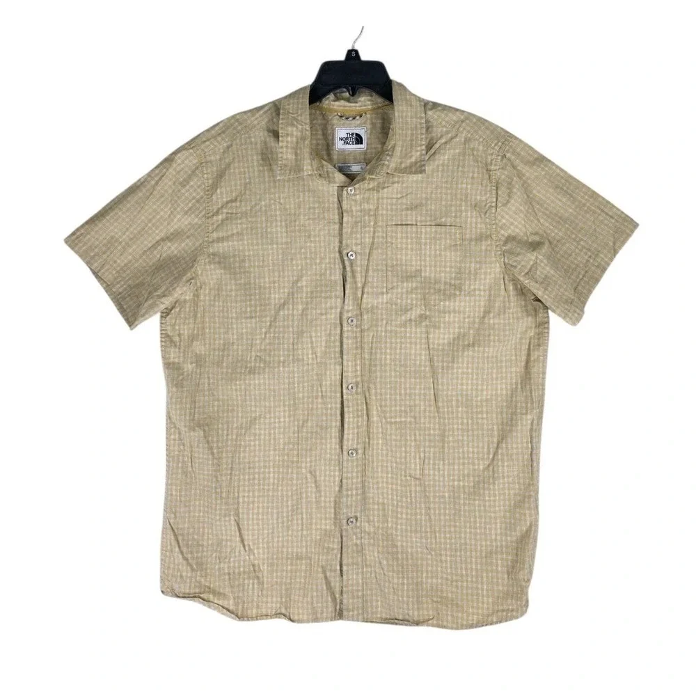 North Face Button Up Shirt Mens XL Blue Yellow Gingham Short Sleeves Bundle 2