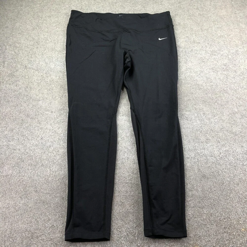 Nike Leggings Womens 2X Black Dri-FIT Compression Ankle Running Gym Athletic