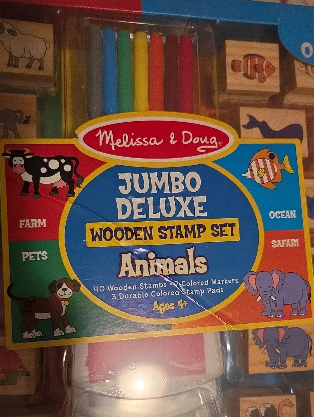 Melissa & Doug Jumbo Deluxe Wooden Stamp Set - 50 Piece New In Box