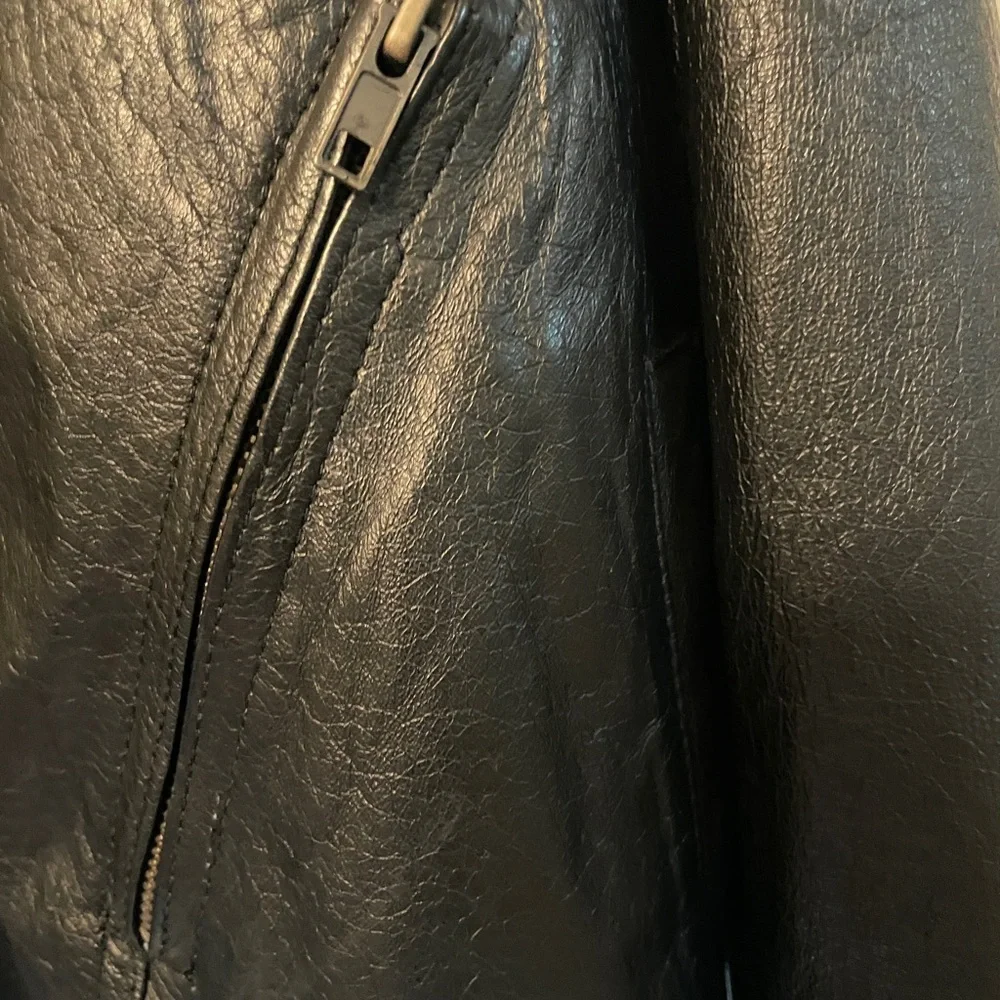 Vintage Leather Bomber Black Genuine  Jacket 90s  XXL grunge classic