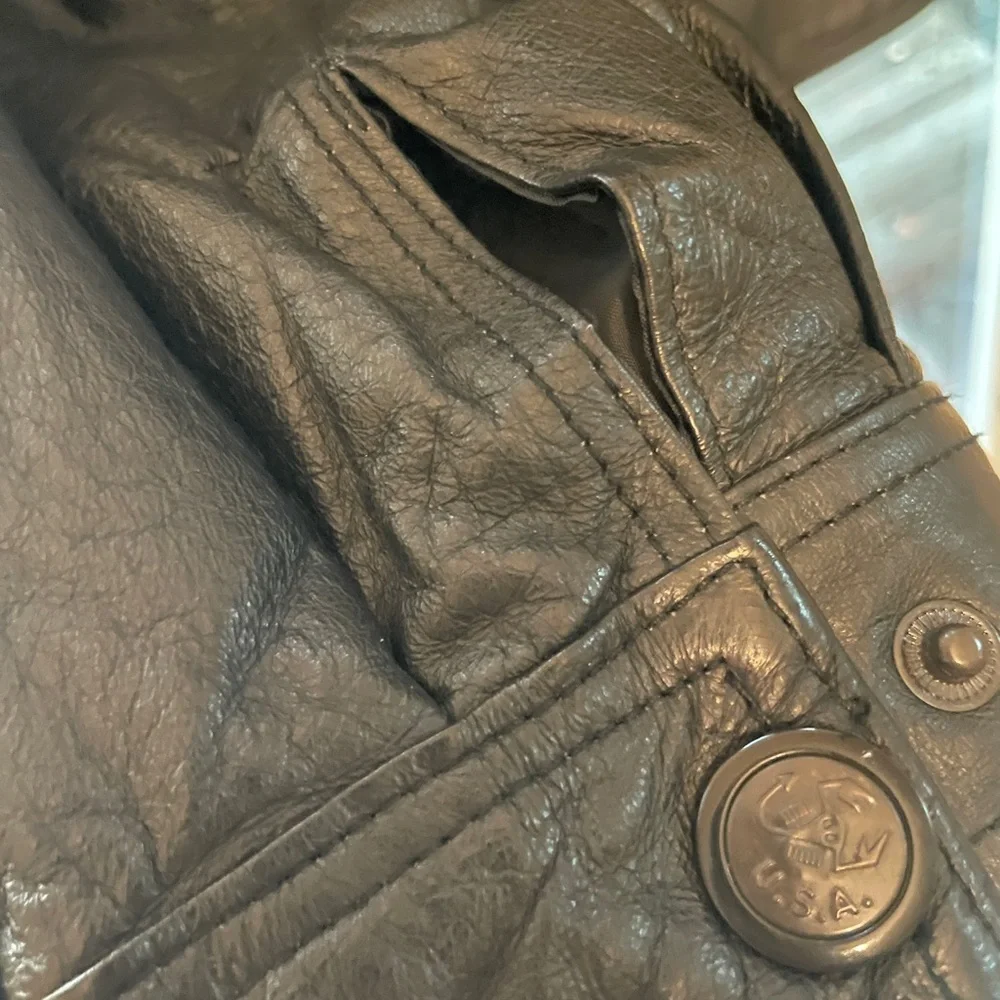 Vintage Leather Bomber Black Genuine  Jacket 90s  XXL grunge classic