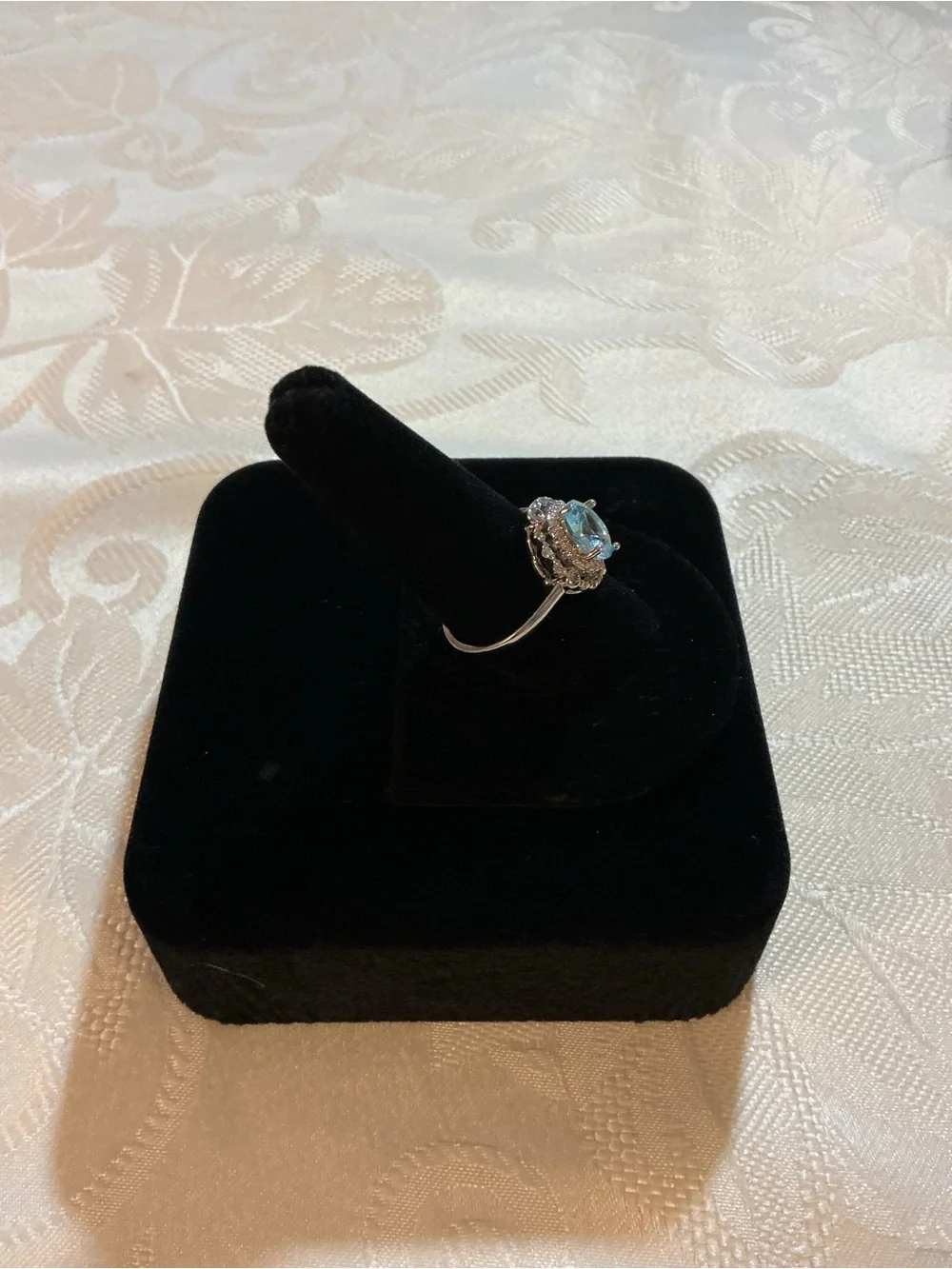 Lab Grown Aquamarine Ring channel touch