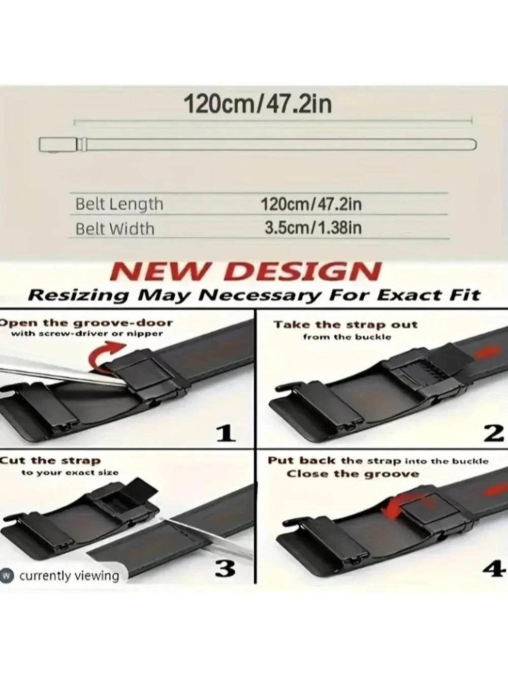 Elegant Fashion Men Belt  Dark Silver Buckle PU Leather Black Length 49 in