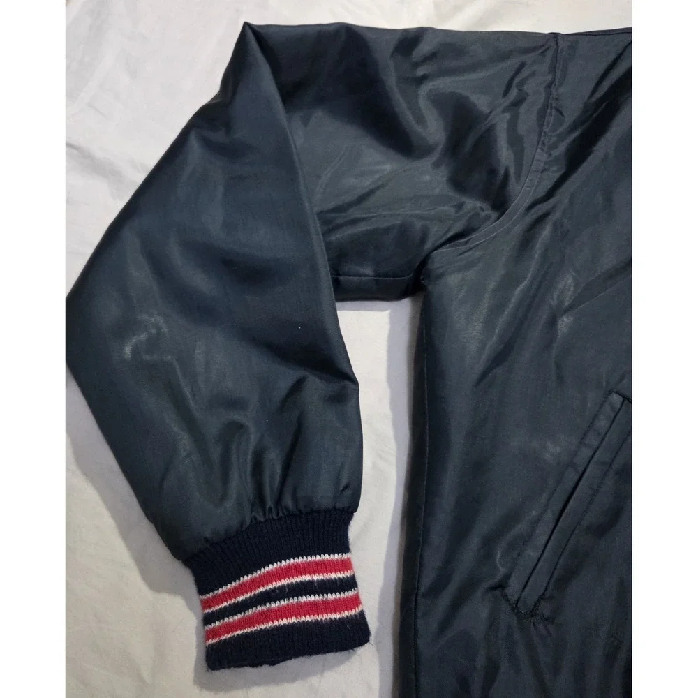 VTG West Wind Buccaneer Snap Bomber Varsity Jacket Sz Medium Black/Red Satin EUC