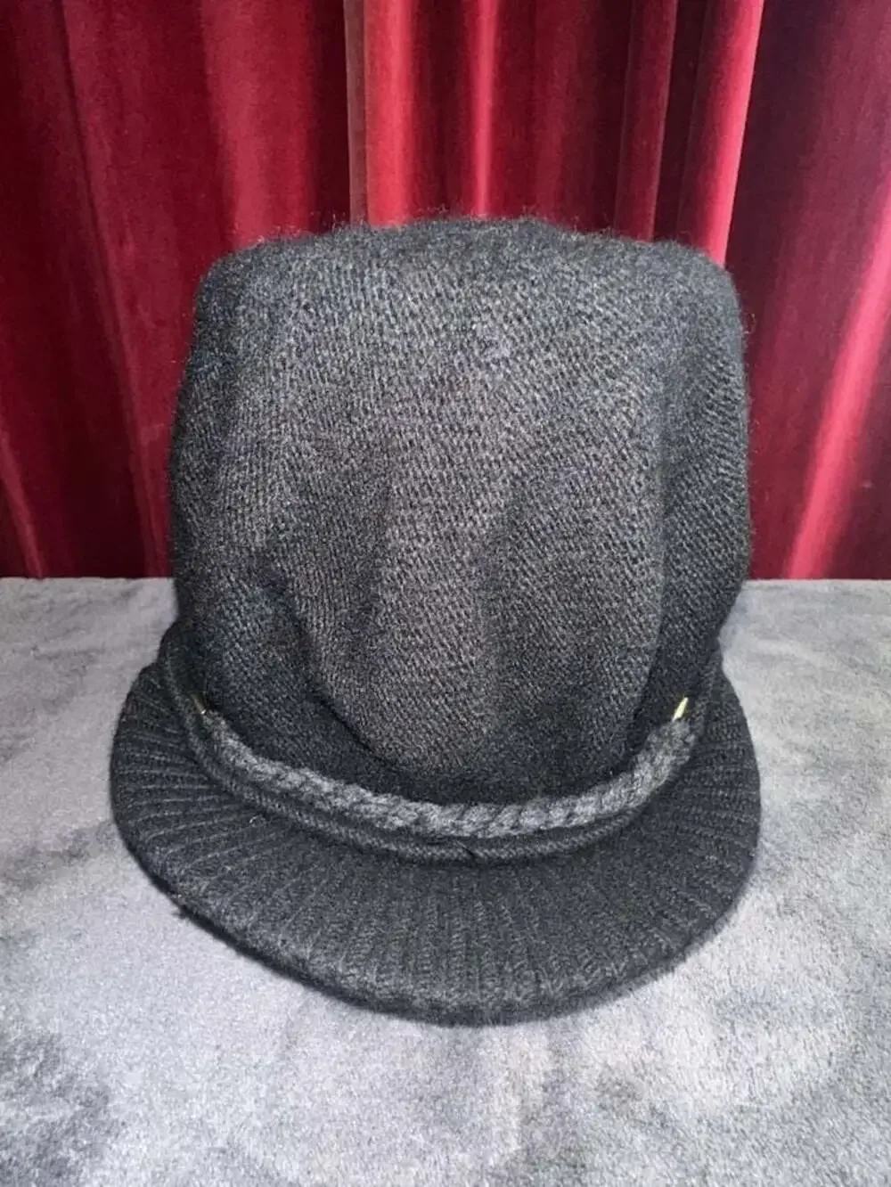 Lauren Ralph Lauren Black Wool Knit Fedora Hat with Braided Band
