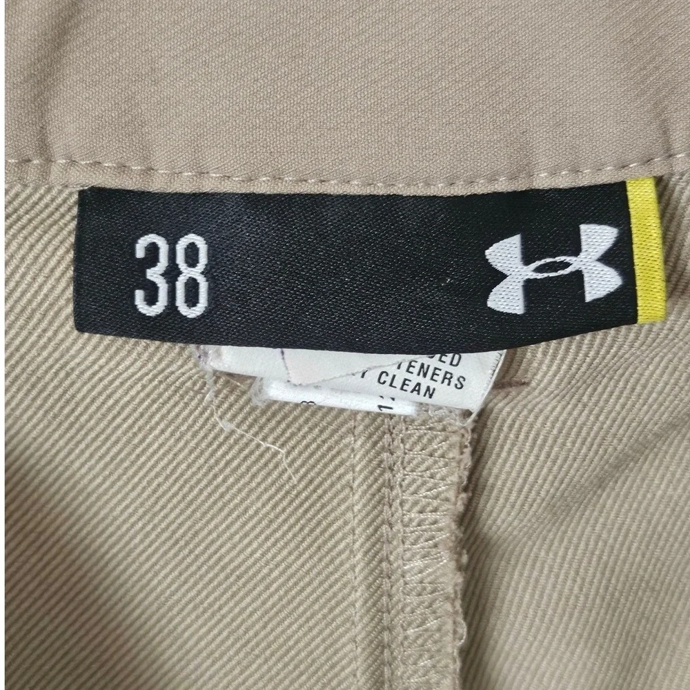 Under Armour Mens Khaki Golf Shorts Flat Front Performance Tan Size 38 Golfcore
