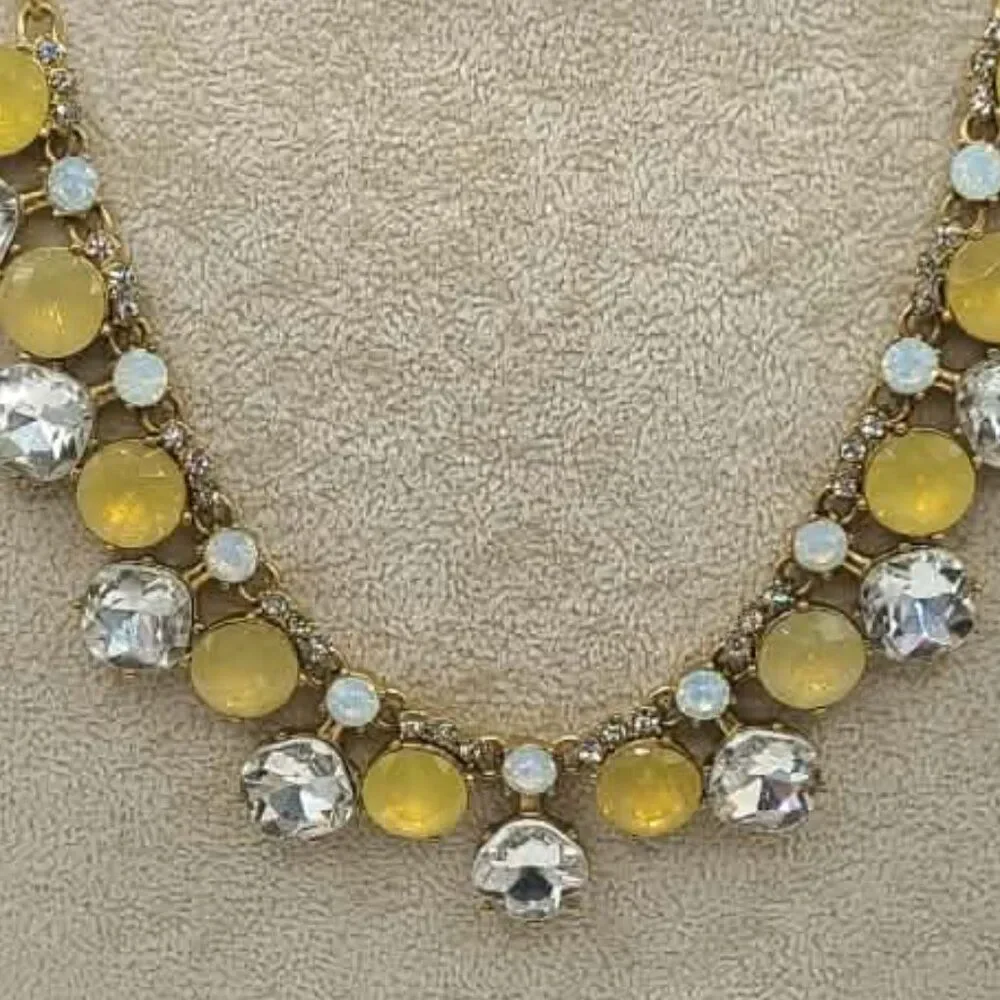 J Crew Factory Gold Tone Clear & Gold Crystal Necklace NWT!