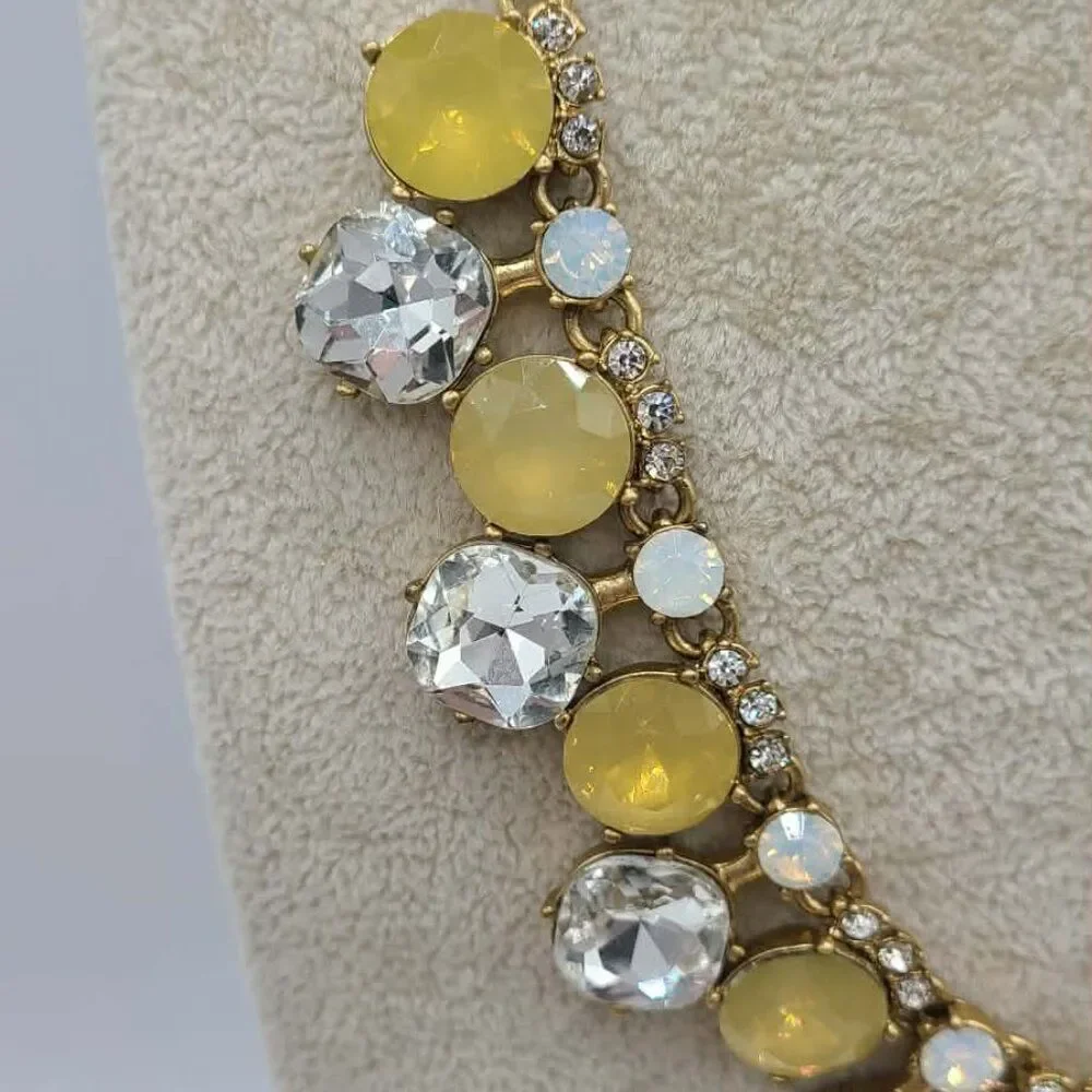 J Crew Factory Gold Tone Clear & Gold Crystal Necklace NWT!