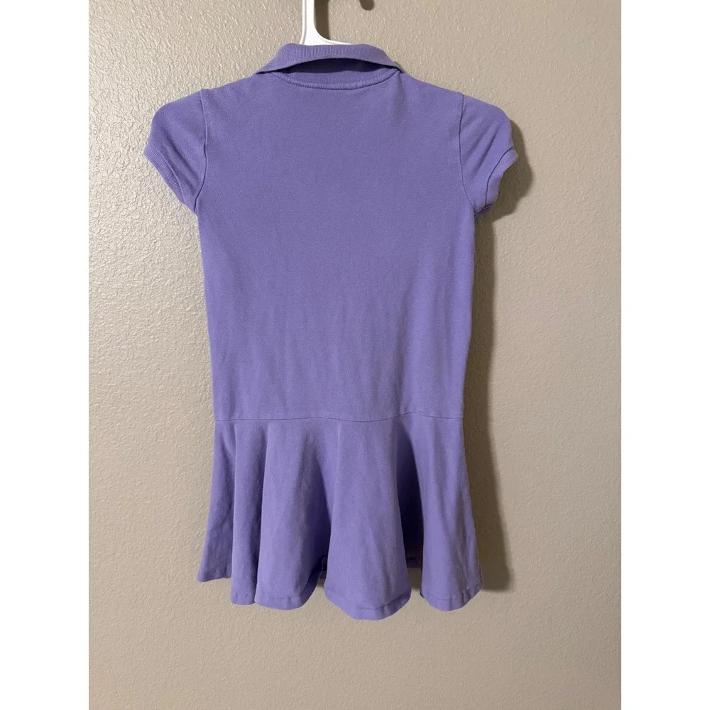 Polo Ralph Lauren Girls Lavender Purple Pique Knit Ruffle Polo Dress Size 6