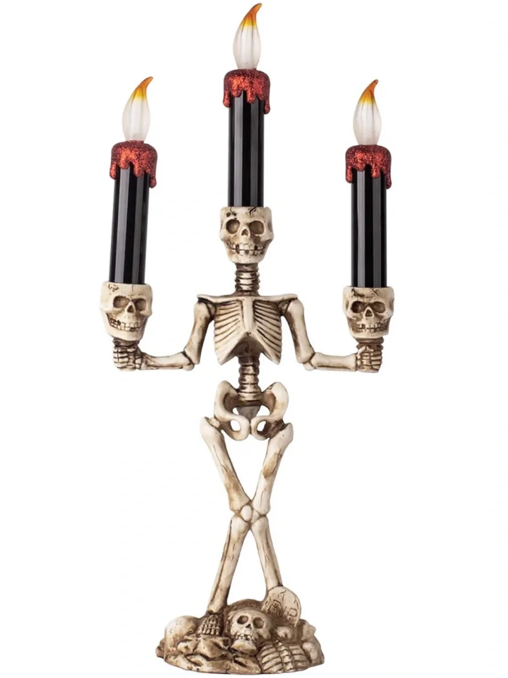 Skeleton Halloween Candelabra w/ LED Lights- NIB
