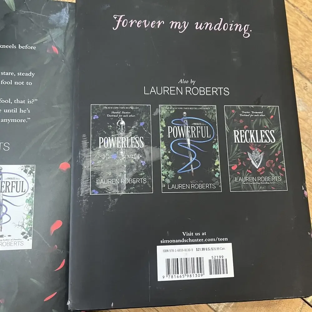 Powerless Fearless Reckless by Lauren Roberts Trilogy Hardcover Book Set