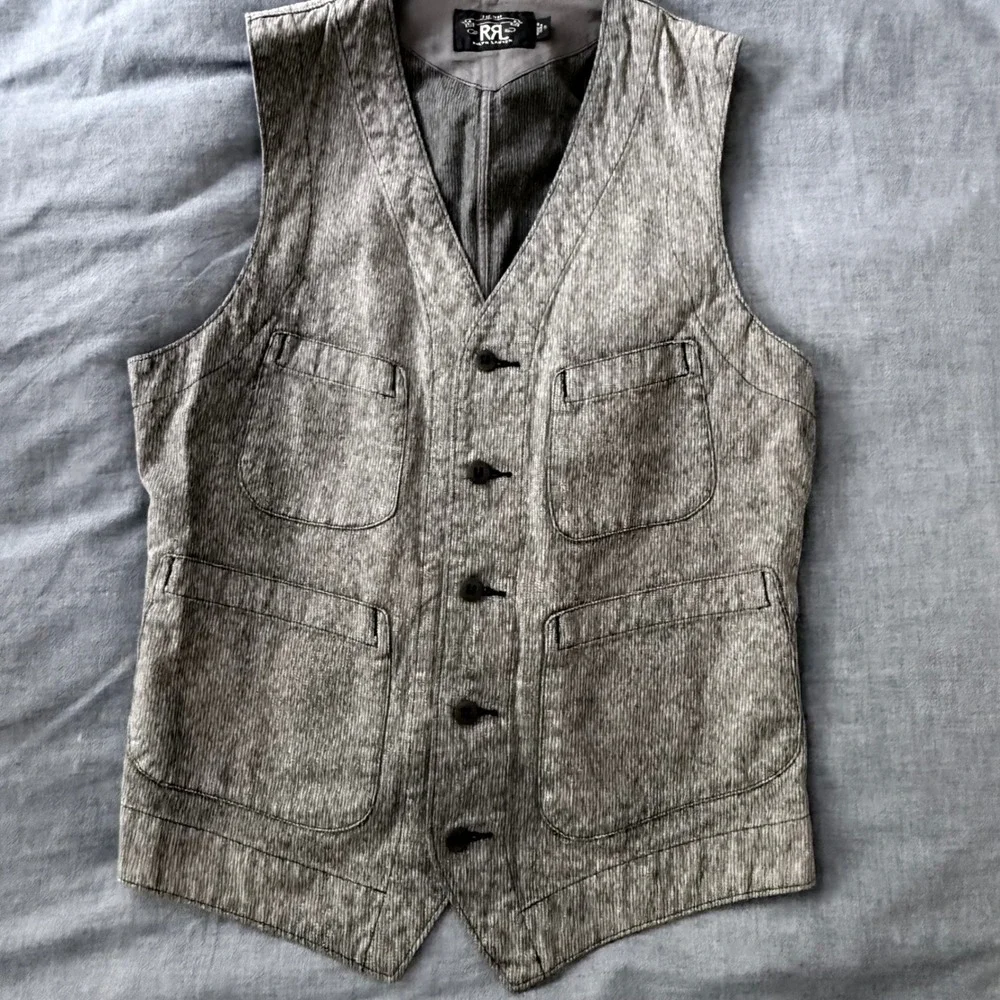RRL Ralph Lauren Jackson Jaspe Cotton Work Vest Mens Small  Cinch Back Waistcoat
