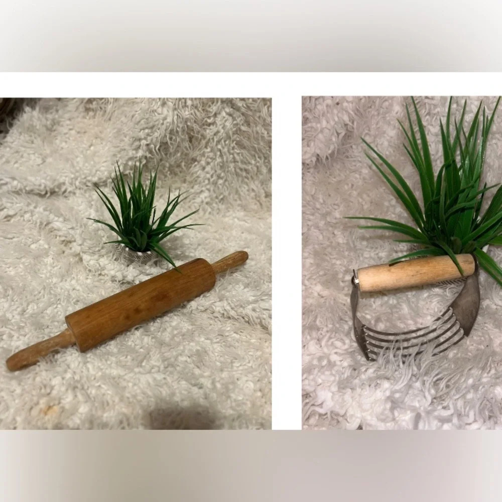 50%offw❤️ Vintage Wooden Rolling Pin/A&J flour blender HG004 in pantry p05