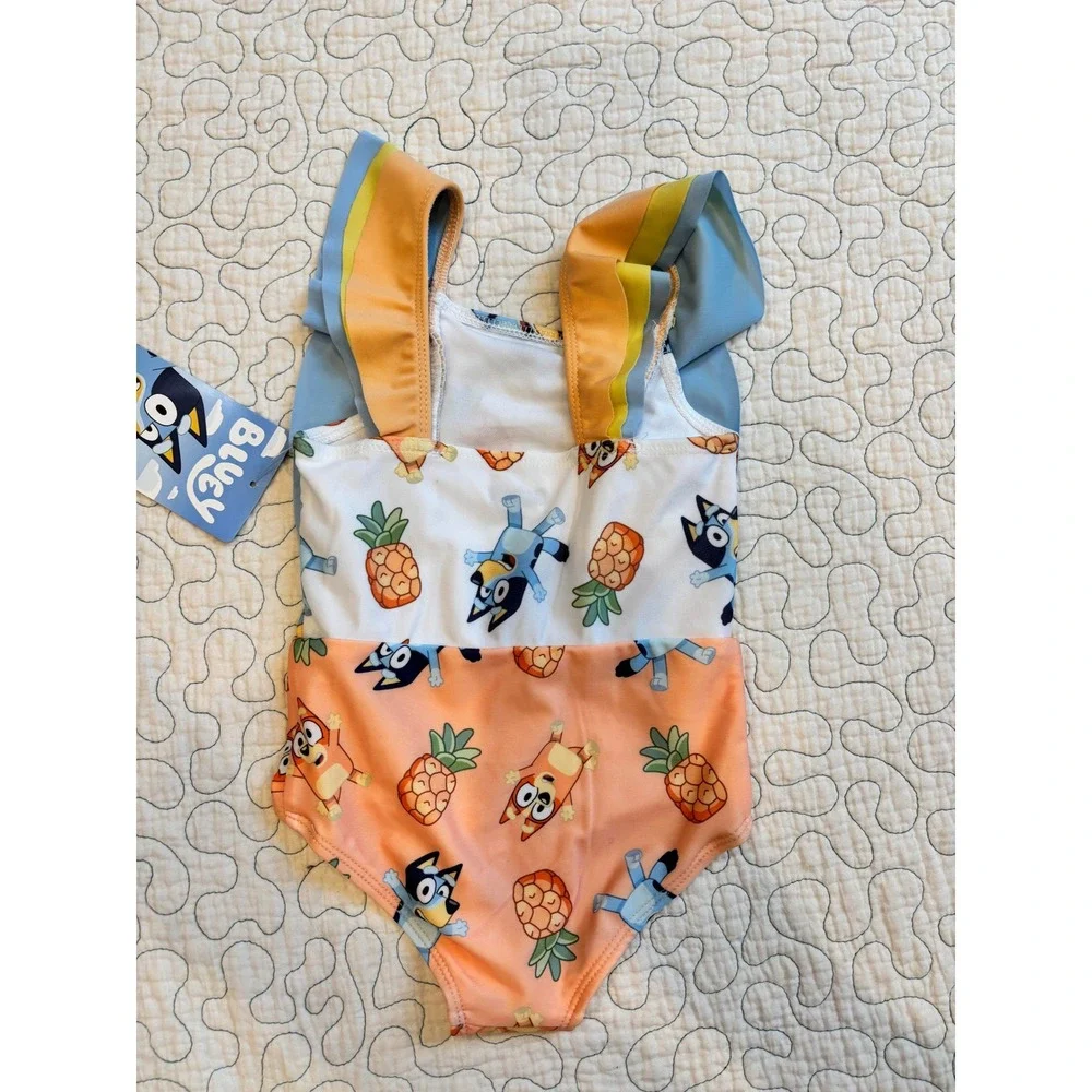 Bluey Bingo Pineapple Ruffle One Piece Swimsuit Girls 2T