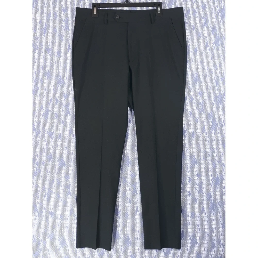 Byron British Style Dress Pants Mens 36 x 32 Black Performance Polyester
