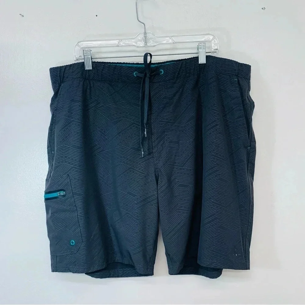Zepoxpo Mens Swim Trunks‎ Board Shorts  Size XXL 2XL Gray Brief Pockets Stretch