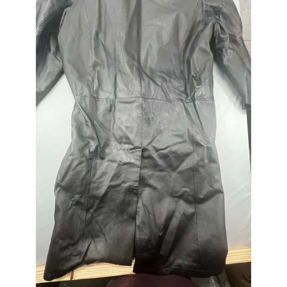 G III Genuine Leather Trench‎ Coat Black Size Large Men's