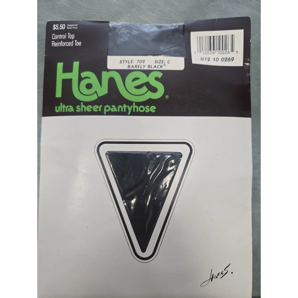 Vintage Hanes Ultra Sheer 709 Barely Black C Pantyhose Control Top 1989 NOS