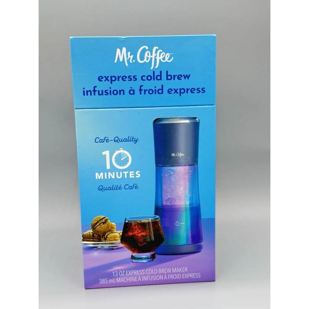 Mr. Coffee Express Cold Brew Maker Blue 13oz Cordless Portable Fast 10 Min NEW‎