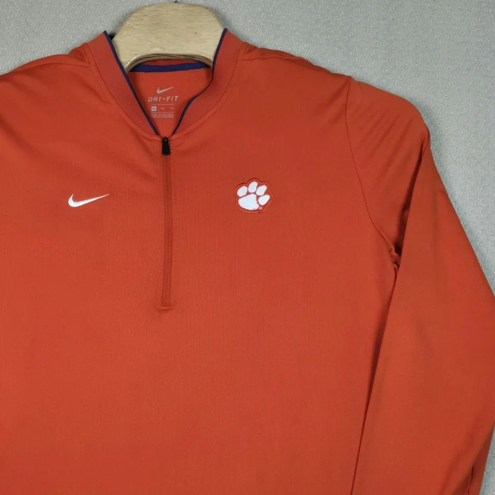 Official‎ Nike Clemson Tigers Men's XL Dri-FIT 1/4 Zip Pullover Orange Football