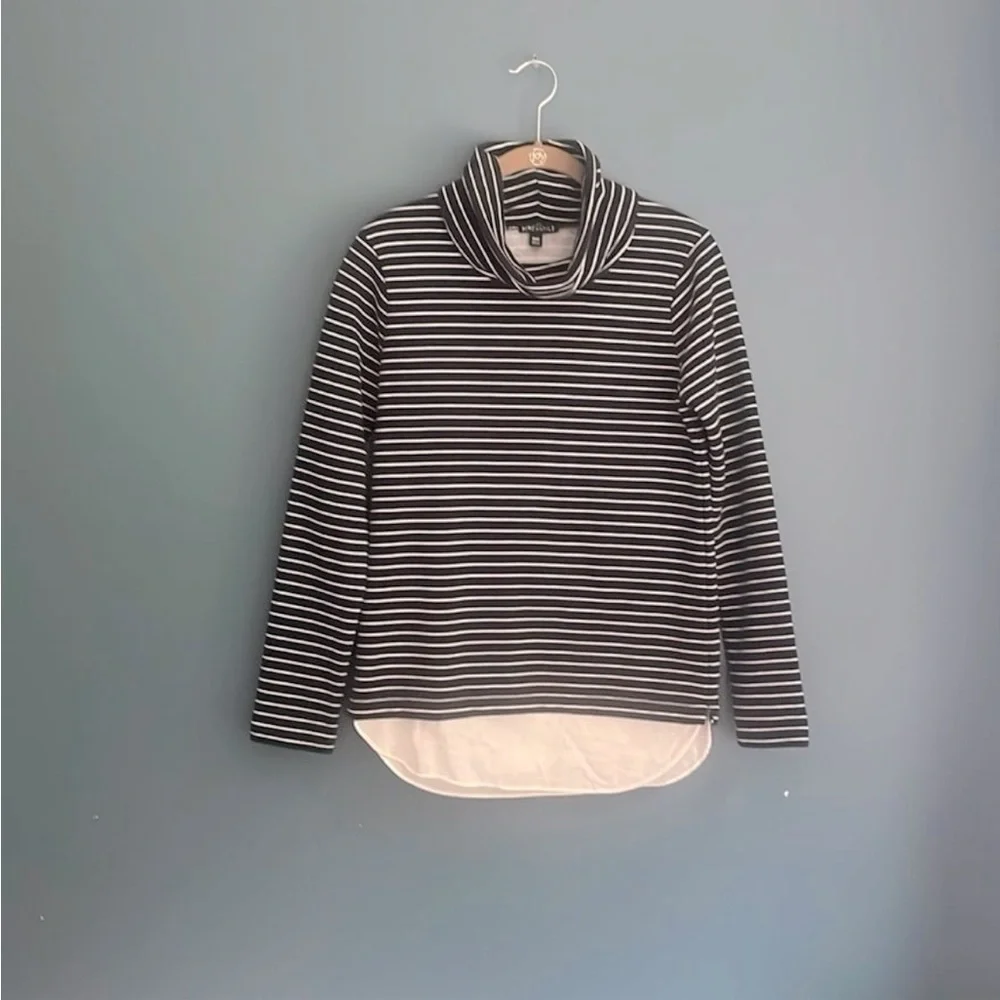 J.‎ Crew MERCANTILE navy blue and white striped scooped, neck sweatshirt XXS