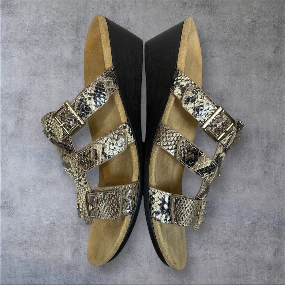 Vionic Radia Wedge Strappy Sandal Slide Shoes Womens 9‎   Snake Print Comfort