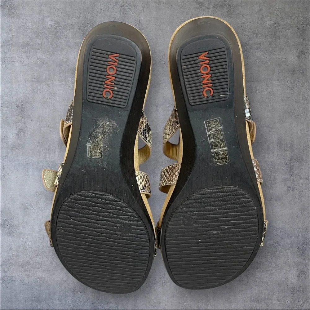 Vionic Radia Wedge Strappy Sandal Slide Shoes Womens 9‎   Snake Print Comfort