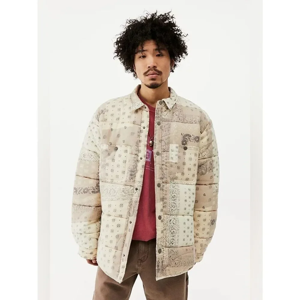 Urban outfitters | ecru bandana Quilted Patchwork Shirt Jacket - Beige