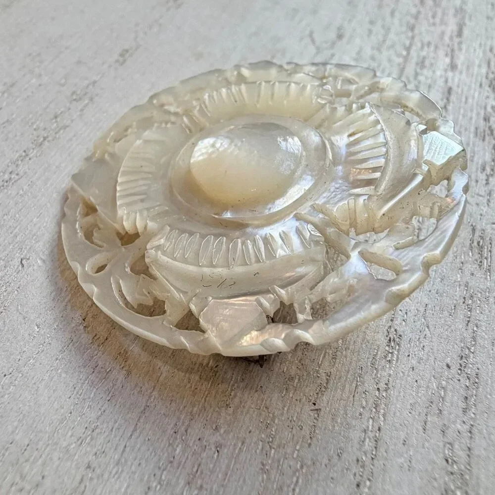 Vintage Mother of Pearl Brooch vintage hand