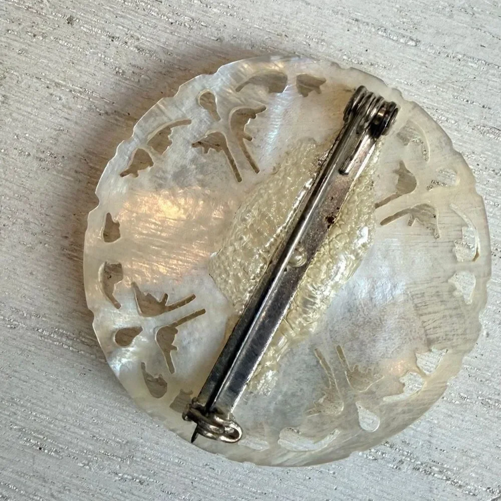 Vintage Mother of Pearl Brooch vintage hand