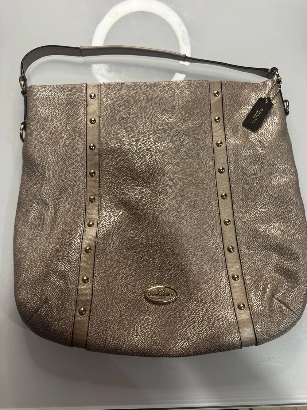 Coach Kelsey Metallic Pebbled Leather Shoulder Hobo