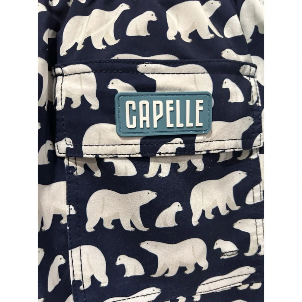 Capelle Miami Men's Swim Trunks Size L Large Blue White Polar Bear Board Shorts