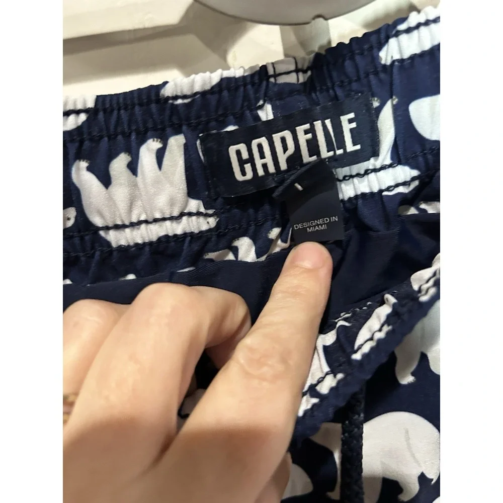 Capelle Miami Men's Swim Trunks Size L Large Blue White Polar Bear Board Shorts