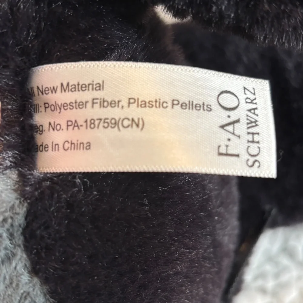 FAO Schwarz Plush Gorilla Black Grey Stuffed Animal Gold Button 2021 35047A21212