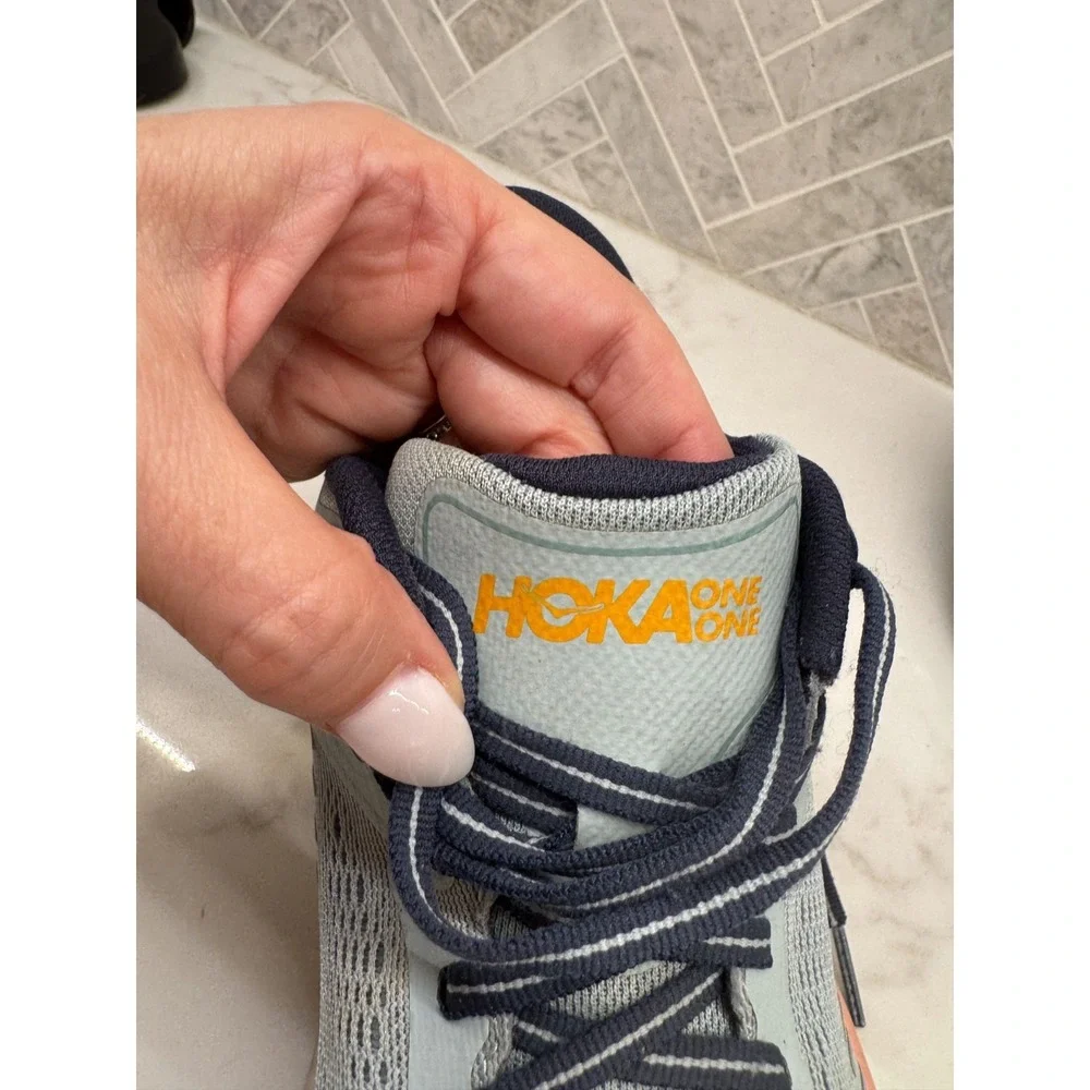 Hoka One One Bondi 7 Running Shoes Womens 8 Orange Blue Haze Athletic Sneakers
