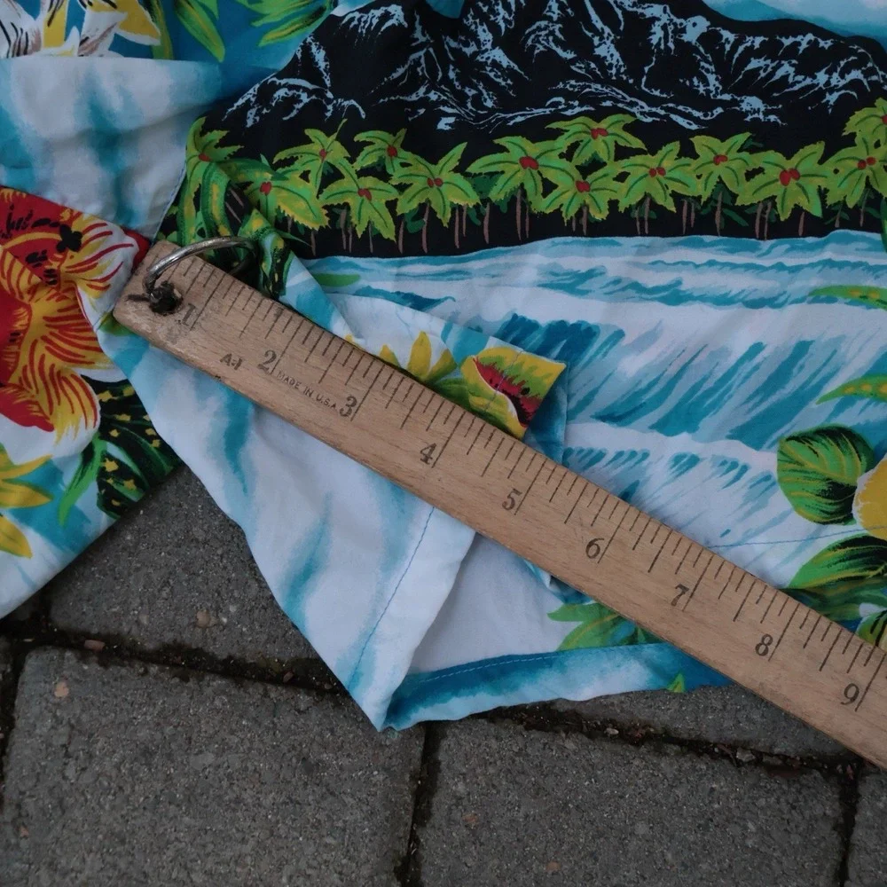 VTG Polo Sport Ralph Lauren Board Shorts Swim Mens Hawaiian All Over Print Sz XL