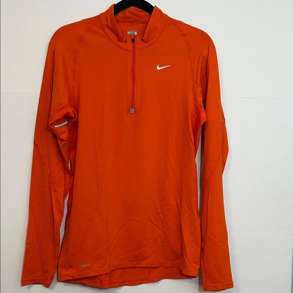 Nike Fit Dry Orange Half-Zip Pullover Lightweight Shirt‎ Jacket  Size Small
