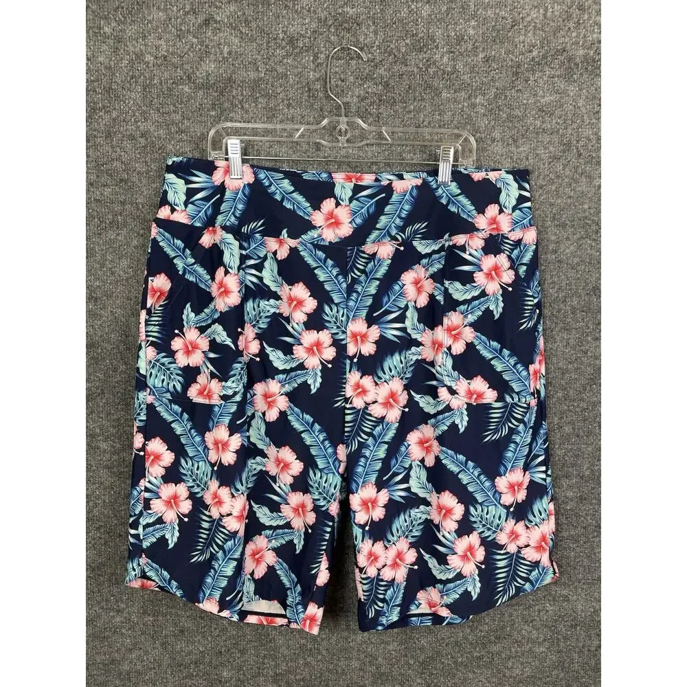 Vidia‎ Activewear Shorts Women's XXXL Slash Pockets Tropical Hibiscus