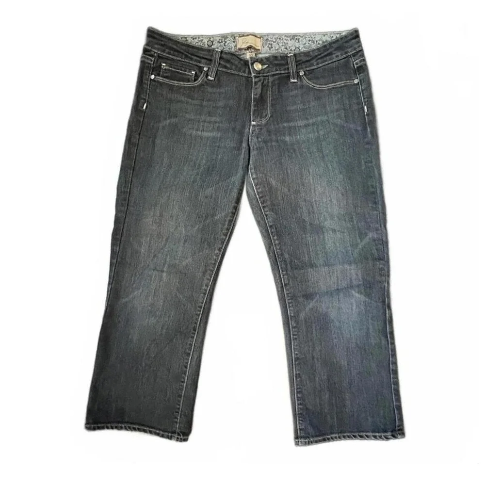 Paige Canyon Crop Jeans Dark Wash Blue Low‎ Rise Bootcut Size 30