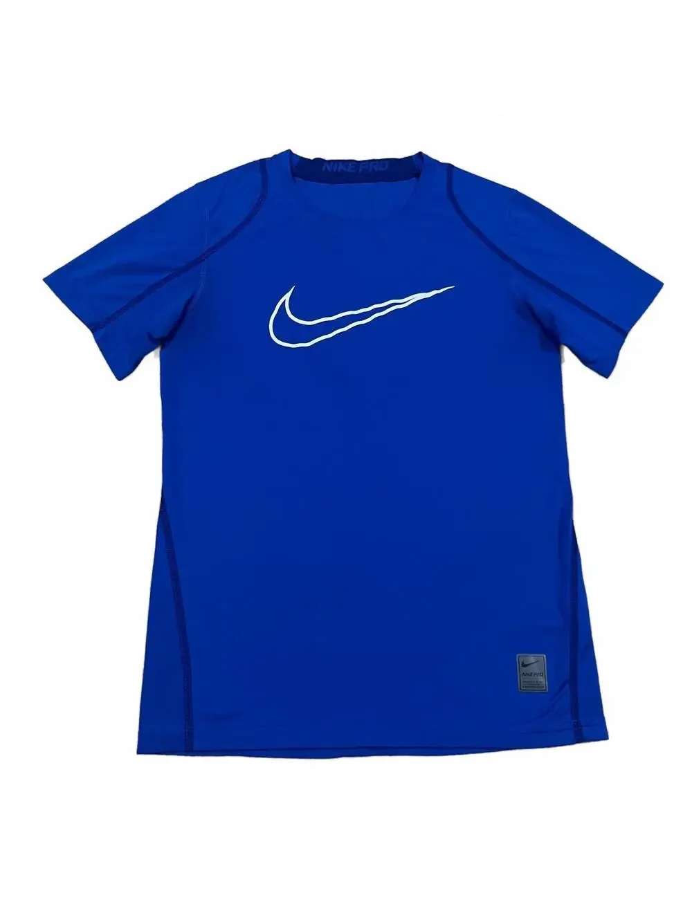 Nike Pro Boys Blue Swoosh Short Sleeve T Shirt Fitted Size Large